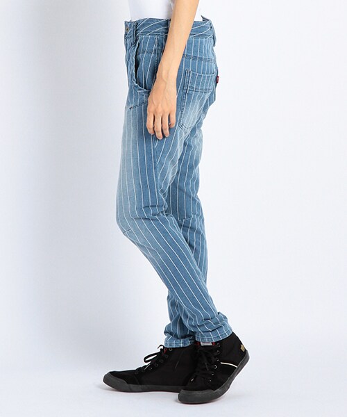 DOUBLE NAME（ダブルネーム）の「ストライプスリムサルエルＰＴ（パンツ・ブルー/ネイビー・S/M/L）」の3枚目の写真