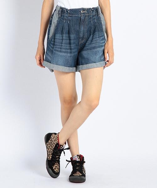 DOUBLE NAME（ダブルネーム）の「タック入りデニムＳＰＮ（パンツ・サックス/ネイビー・FREE）」の2枚目の写真