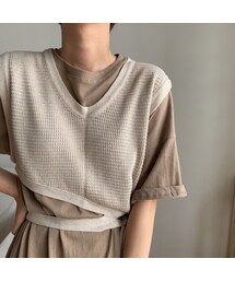 【nokcha original】thermal knit bustier/oatmeal_nt0456