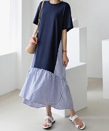 DHOLIC | ストライプコントラストワンピース(ワンピース)