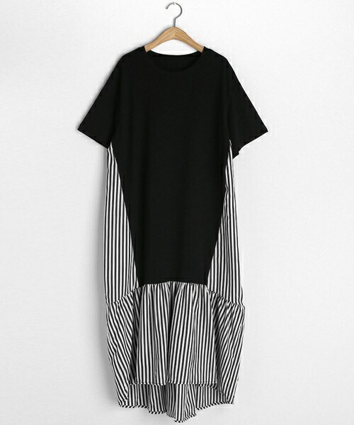 DHOLIC（ディーホリック）の「ストライプコントラストワンピース（ワンピース・レディース・ブルー/ブラック/グレー・FREE）」の2枚目の写真