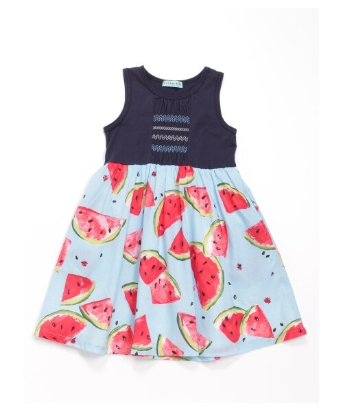 Hakka Kids ハッカキッズ ハッカキッズ の ジュニアサイズ スイカプリントノースリーブドッキングワンピース ワンピース ドレス Wear