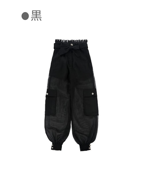 Bobon21（ボボンニジュウイチ）の「肌見せシースルーカーゴパンツ-全２色-（カーゴパンツ・レディース・ホワイト/ブラック・S/M/L）」の2枚目の写真