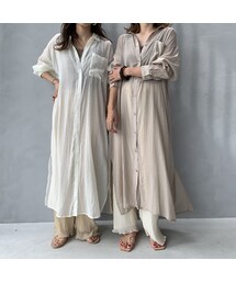 no brand | ロングシアーシャツワンピース(シャツ/ブラウス)