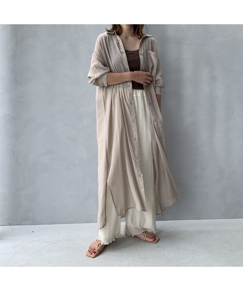 no brand（ノーブランド）の「ロングシアーシャツワンピース（シャツ/ブラウス・レディース・その他）」の9枚目の写真
