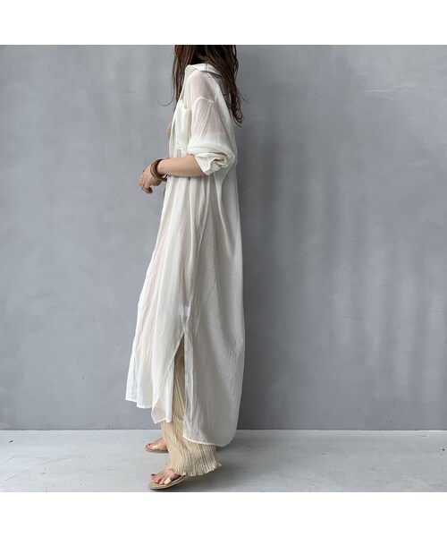 no brand（ノーブランド）の「ロングシアーシャツワンピース（シャツ/ブラウス・レディース・その他）」の3枚目の写真