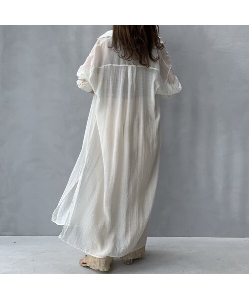 no brand（ノーブランド）の「ロングシアーシャツワンピース（シャツ/ブラウス・レディース・その他）」の4枚目の写真