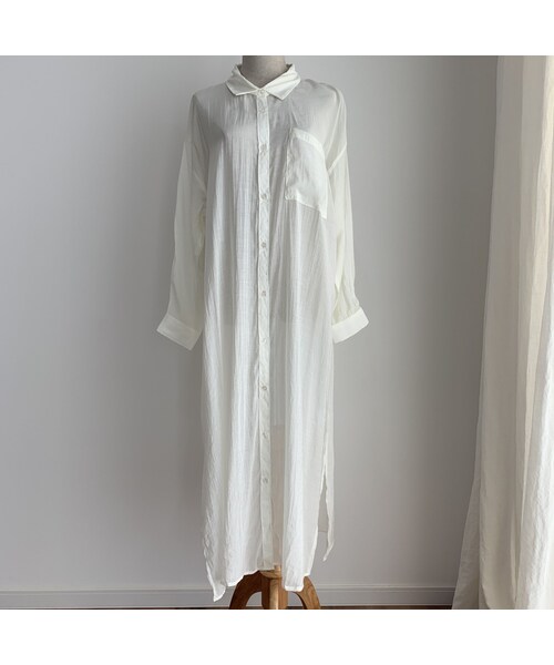 no brand（ノーブランド）の「ロングシアーシャツワンピース（シャツ/ブラウス・レディース・その他）」の12枚目の写真