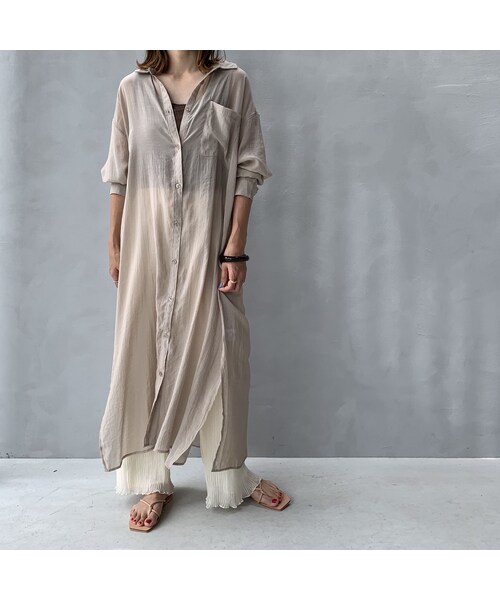 no brand（ノーブランド）の「ロングシアーシャツワンピース（シャツ/ブラウス・レディース・その他）」の6枚目の写真