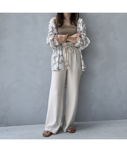 no brand（ノーブランド）の「ロープベルトリネンパンツ（その他パンツ・レディース・その他）」の5枚目の写真