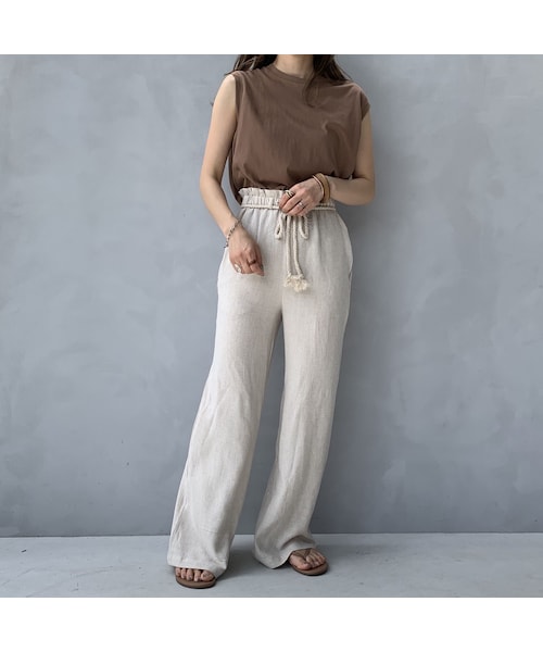 no brand（ノーブランド）の「ロープベルトリネンパンツ（その他パンツ・レディース・その他）」の2枚目の写真