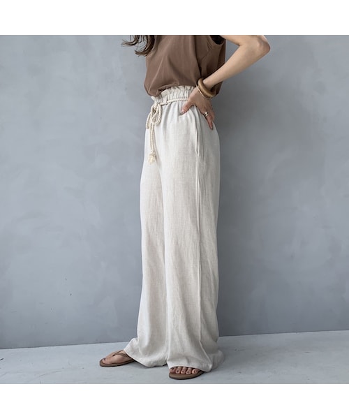 no brand（ノーブランド）の「ロープベルトリネンパンツ（その他パンツ・レディース・その他）」の3枚目の写真