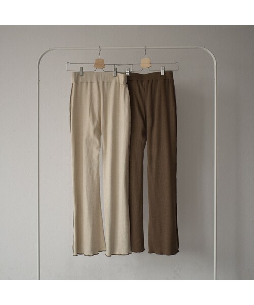 Lavish Gate（ラヴィッシュゲート）の「bottoms-04029　日本製　コットンリネン　リブフレアパンツ　エクリュ　モカ（その他パンツ・レディース・その他）」の13枚目の写真