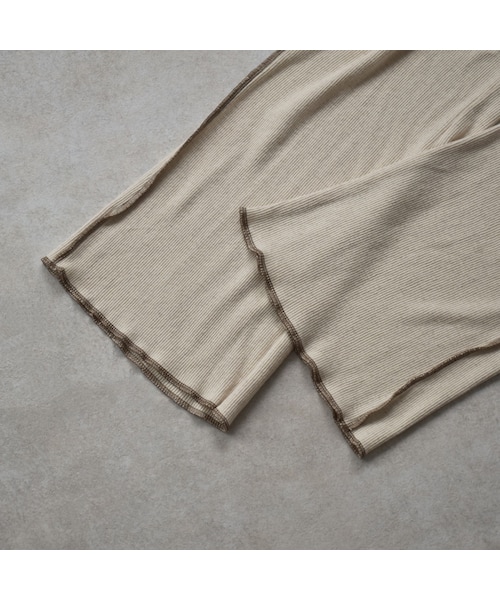 Lavish Gate（ラヴィッシュゲート）の「bottoms-04029　日本製　コットンリネン　リブフレアパンツ　エクリュ　モカ（その他パンツ・レディース・その他）」の15枚目の写真