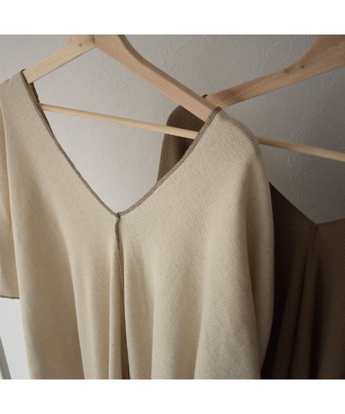 Lavish Gate（ラヴィッシュゲート）の「tops-04040　日本製　コットンリネン　リブカフタン　エクリュ　モカ（Tシャツ/カットソー・レディース・その他）」の15枚目の写真