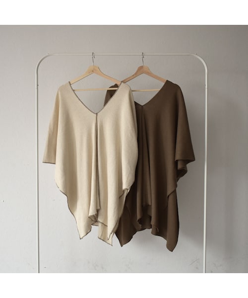 Lavish Gate（ラヴィッシュゲート）の「tops-04040　日本製　コットンリネン　リブカフタン　エクリュ　モカ（Tシャツ/カットソー・レディース・その他）」の10枚目の写真