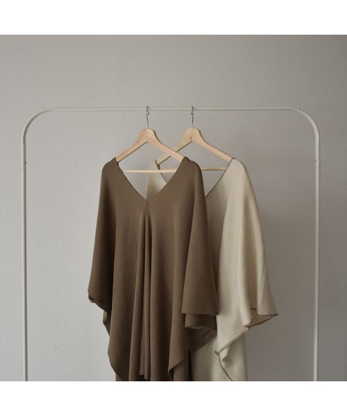 Lavish Gate（ラヴィッシュゲート）の「tops-04040　日本製　コットンリネン　リブカフタン　エクリュ　モカ（Tシャツ/カットソー・レディース・その他）」の12枚目の写真