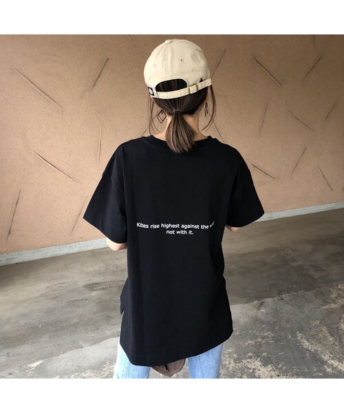 copine(コピン)の「バックロング裾スリット!バックロゴプリントビッグtシャツ (3color)【クリックポスト対象商品】(Tシャツ/カットソー・レディース・その他)」の5枚目の写真