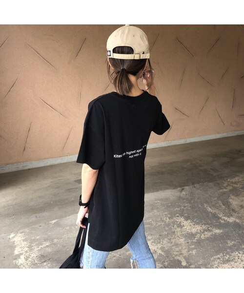 copine(コピン)の「バックロング裾スリット!バックロゴプリントビッグtシャツ (3color)【クリックポスト対象商品】(Tシャツ/カットソー・レディース・その他)」の8枚目の写真