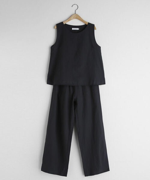 DHOLIC（ディーホリック）の「リネン混スリーブレス＆イージーパンツSET（その他トップス・レディース・ブラウン/ブラック/ベージュ・FREE）」の2枚目の写真