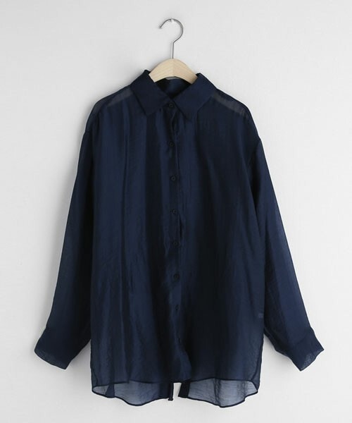 DHOLIC（ディーホリック）の「バックスリットシアーシャツ（シャツ/ブラウス・レディース・ホワイト/ピンク/ブルー/グレー・FREE）」の3枚目の写真