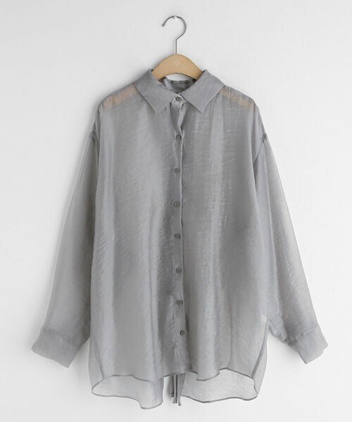 DHOLIC（ディーホリック）の「バックスリットシアーシャツ（シャツ/ブラウス・レディース・ホワイト/ピンク/ブルー/グレー・FREE）」の2枚目の写真