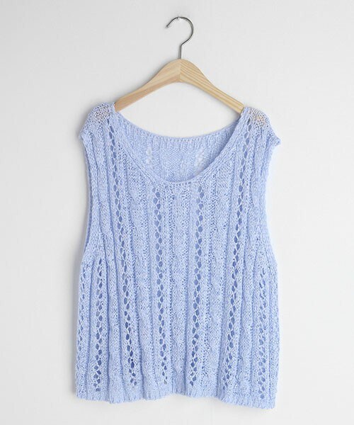 DHOLIC（ディーホリック）の「シアーツイストニットスリーブレス（タンクトップ・レディース・ホワイト/ブルー/ブラウン/ブラック/ベージュ・FREE）」の5枚目の写真