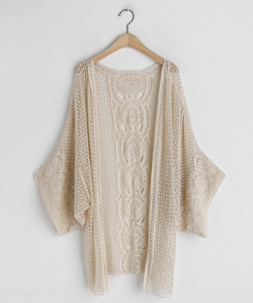 DHOLIC（ディーホリック）の「刺繍ニットガウン（カーディガン/ボレロ・レディース・ホワイト/ベージュ・FREE）」の2枚目の写真