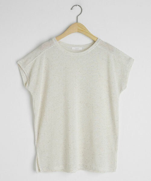 DHOLIC（ディーホリック）の「リネン混フレンチスリーブTシャツ（Tシャツ/カットソー・レディース・ブルー/ブラウン/ブラック/ベージュ・FREE）」の4枚目の写真