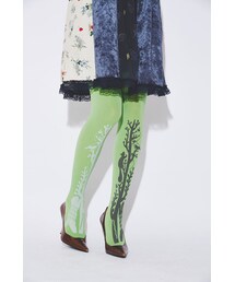 Slender tree and animals Tights (Green - 80D)