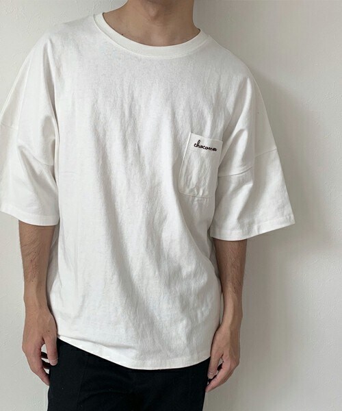 chocomee(チョコミー)の「ポケットロゴTee/over size(Tシャツ/カットソー・レディース・ブラック/ホワイト・L)」の2枚目の写真