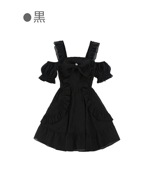 Bobon21(ボボンニジュウイチ)の「オフショルシャイニーBIGリボンドレス-全2色-(ワンピース・レディース・ベージュ/ブラック・S/M/L)」の2枚目の写真