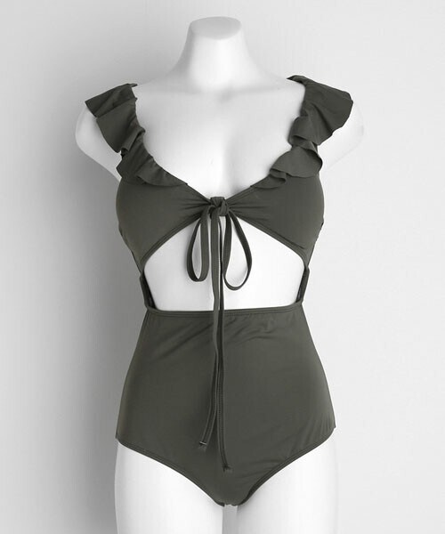 DHOLIC（ディーホリック）の「フリルリボンワンピース水着（水着・レディース・ブラック/グリーン/パープル・FREE）」の2枚目の写真