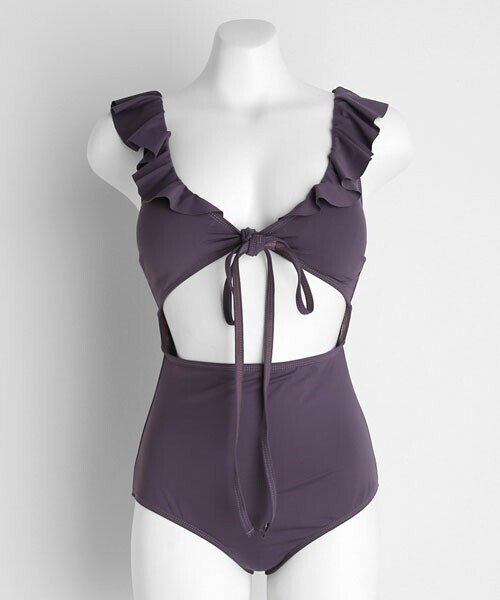 DHOLIC（ディーホリック）の「フリルリボンワンピース水着（水着・レディース・ブラック/グリーン/パープル・FREE）」の3枚目の写真
