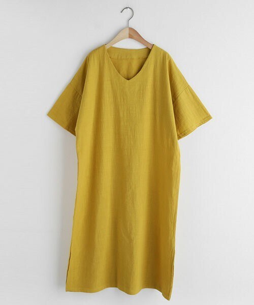 DHOLIC(ディーホリック)の「Vネックコットンワンピース(ワンピース・レディース・ベージュ/ブルー/イエロー・FREE)」の3枚目の写真