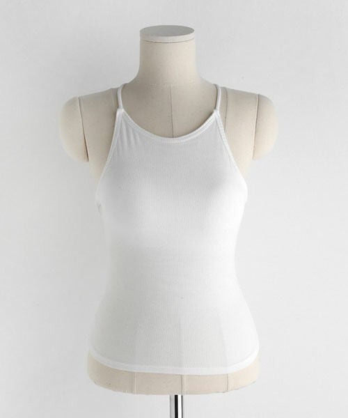 DHOLIC(ディーホリック)の「バッククロスカップスリーブレス(キャミソール・レディース・ホワイト/ブラック・FREE)」の1枚目の写真