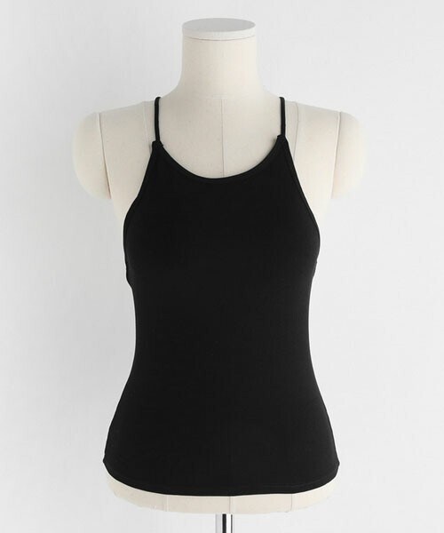 DHOLIC(ディーホリック)の「バッククロスカップスリーブレス(キャミソール・レディース・ホワイト/ブラック・FREE)」の2枚目の写真