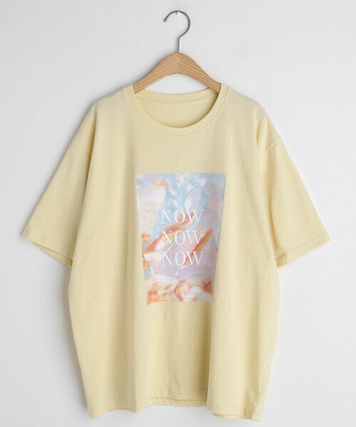 DHOLIC（ディーホリック）の「NOWスクエアプリントTシャツ（Tシャツ/カットソー・レディース・ホワイト/ブラック/イエロー・FREE）」の3枚目の写真