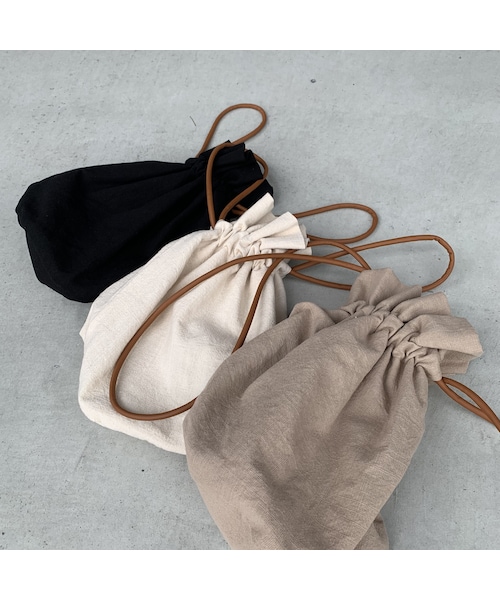 no brand（ノーブランド）の「コットン巾着バッグ（ショルダーバッグ・レディース・その他）」の3枚目の写真