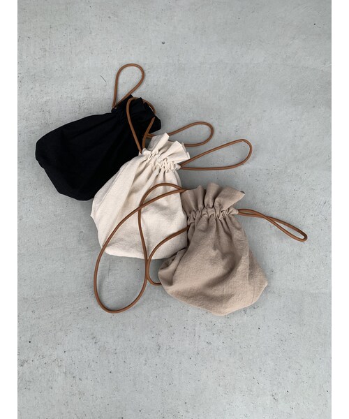 no brand（ノーブランド）の「コットン巾着バッグ（ショルダーバッグ・レディース・その他）」の2枚目の写真