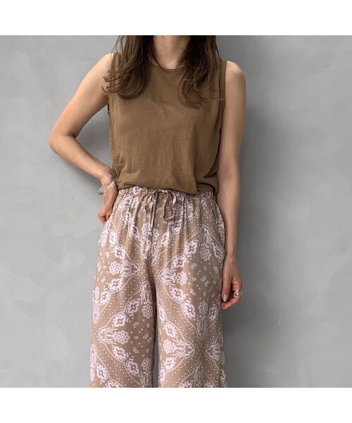 no brand（ノーブランド）の「リネンブレンドシアータンクトップ（Tシャツ/カットソー・レディース・その他）」の2枚目の写真