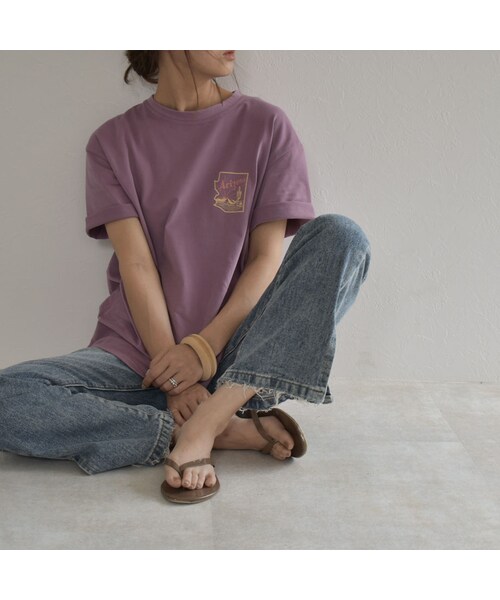 Lavish Gate(ラヴィッシュゲート)の「nh-tops-02167 Arizona バックプリント Tシャツ アイボリー ダスティパープル チャコール(Tシャツ/カットソー・レディース・その他)」の7枚目の写真
