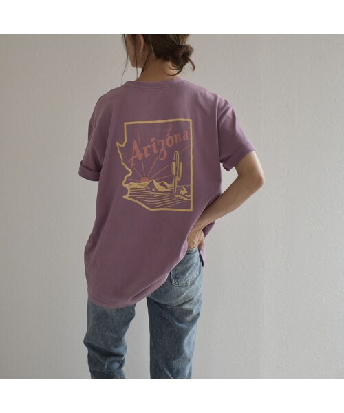 Lavish Gate(ラヴィッシュゲート)の「nh-tops-02167 Arizona バックプリント Tシャツ アイボリー ダスティパープル チャコール(Tシャツ/カットソー・レディース・その他)」の6枚目の写真