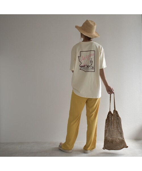 Lavish Gate(ラヴィッシュゲート)の「nh-tops-02167 Arizona バックプリント Tシャツ アイボリー ダスティパープル チャコール(Tシャツ/カットソー・レディース・その他)」の5枚目の写真