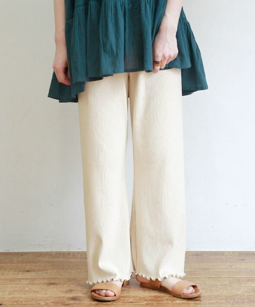 Crisp（クリスプ）の「メロウリブフレアパンツ[c2R2740]（その他パンツ・レディース・ブラウン/アイボリー・FREE）」の2枚目の写真