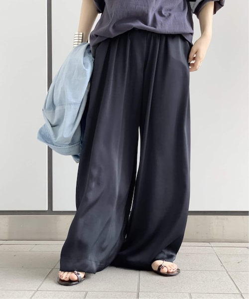 AP STUDIO アパルトモン サテンヴィンテージワイドパンツ AP STUDIO エーピーストゥディオ 日本製 サテンヴィンテージ