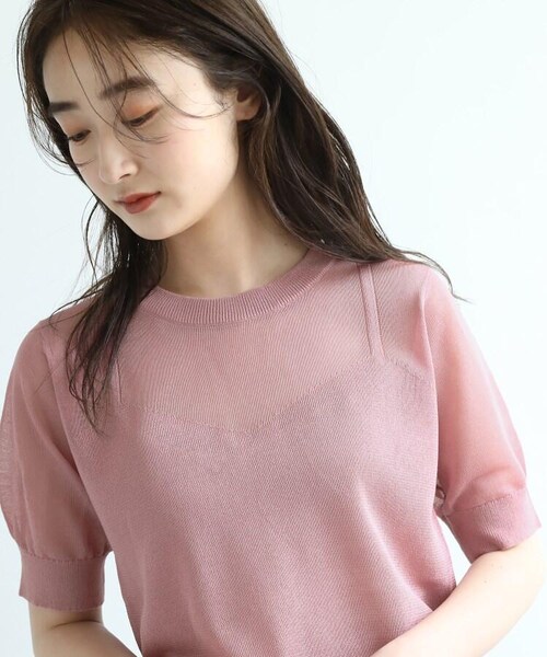 OZOC（オゾック）の「[洗える]シアーニット（トップス・レディース・ナチュラル(050)/ダークオレンジ(068)/ピンク(072)・38(M)）」の12枚目の写真