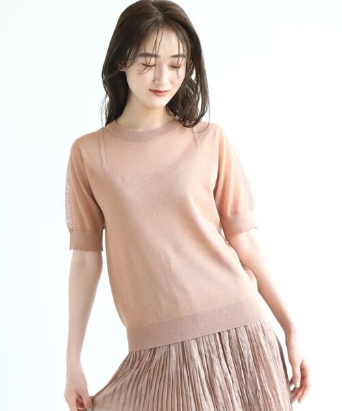 OZOC（オゾック）の「[洗える]シアーニット（トップス・レディース・ナチュラル(050)/ダークオレンジ(068)/ピンク(072)・38(M)）」の4枚目の写真