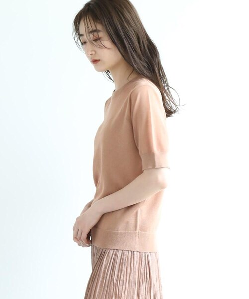 OZOC（オゾック）の「[洗える]シアーニット（トップス・レディース・ナチュラル(050)/ダークオレンジ(068)/ピンク(072)・38(M)）」の5枚目の写真