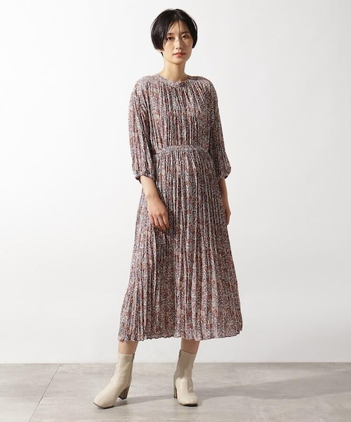 OZOC（オゾック）の「[洗える]小花柄ワッシャー2WAYワンピース（ワンピース/ドレス・レディース・ダークオレンジ(168)/ダークブラウン(143)・38(M)）」の17枚目の写真